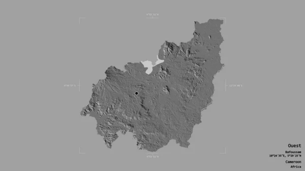 Området Ouest Regionen Kamerun Isolerat Solid Bakgrund Georefererad Avgränsningsbox Etiketter — Stockfoto