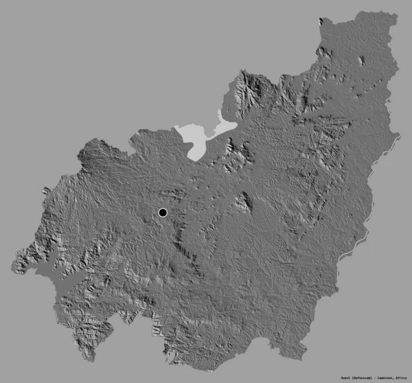 Formen Til Ouest Regionen Kamerun Med Hovedstad Isolert Solid Fargebakgrunn – stockfoto