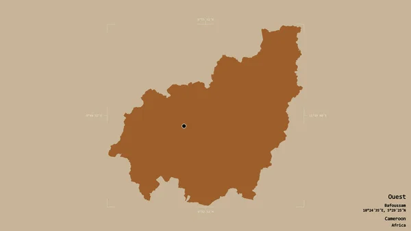 Площадь Уэста Область Камеруна Изолирована Твёрдом Фоне Геометрической Коробке Метки — стоковое фото