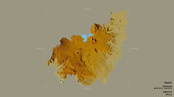 Oblast Ouest Oblast Kamerunu Izolovaná Pevném Pozadí Georeferencované Hraniční Oblasti — Stock fotografie