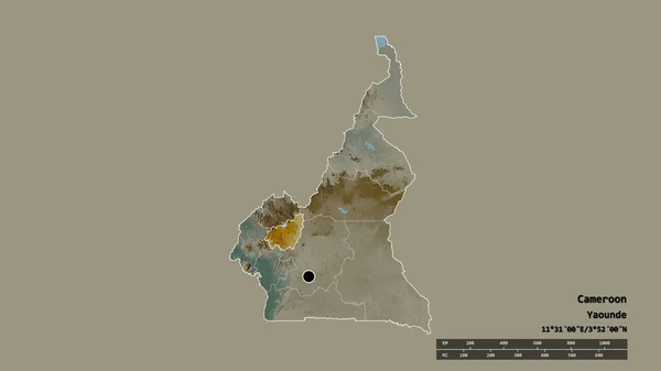 Afgebroken Vorm Van Kameroen Met Haar Hoofdstad Belangrijkste Regionale Divisie — Stockfoto