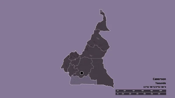 Ungesättigte Form Kameruns Mit Seiner Hauptstadt Der Wichtigsten Regionalen Teilung — Stockfoto