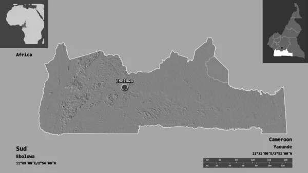 Forma Sud Región Camerún Capital Escala Distancia Vistas Previas Etiquetas — Foto de Stock