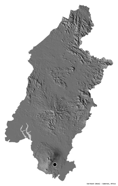 Forma Sud Ouest Región Camerún Con Capital Aislada Sobre Fondo — Foto de Stock