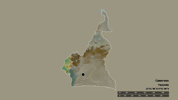Afgebroken Vorm Van Kameroen Met Haar Hoofdstad Belangrijkste Regionale Divisie — Stockfoto