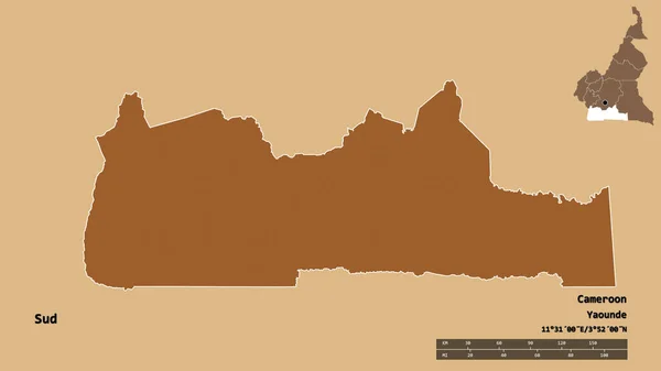 Форма Суд Район Камеруну Своєю Столицею Ізольованою Твердому Тлі Масштаб — стокове фото