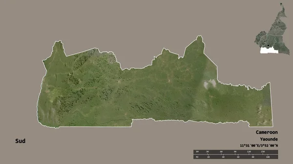 Forma Sud Región Camerún Con Capital Aislada Sobre Fondo Sólido — Foto de Stock