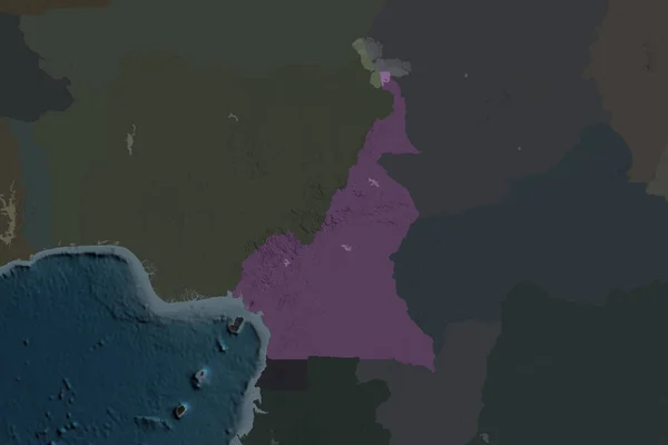 Tvar Kamerunu Oddělený Desaturací Sousedních Oblastí Barevná Mapa Vykreslování — Stock fotografie