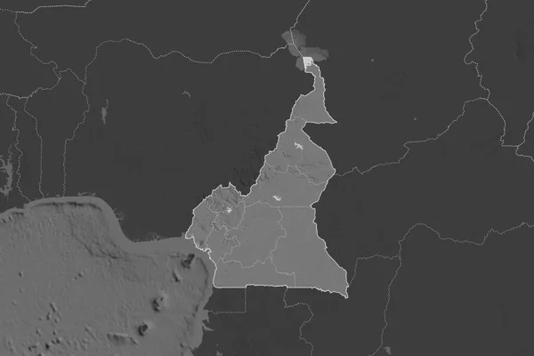 Gestalt Kameruns Getrennt Durch Die Entwässerung Benachbarter Gebiete Grenzen Karte — Stockfoto