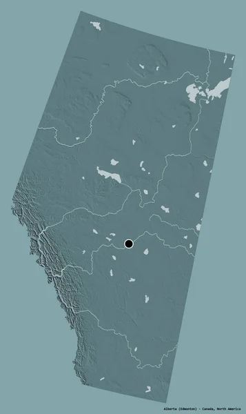 加拿大艾伯塔省的形状 其首都以纯色背景隔离 彩色高程图 3D渲染 — 图库照片