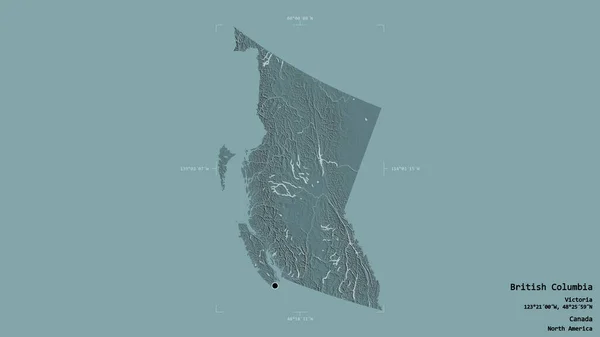 Obszar Kolumbii Brytyjskiej Prowincja Kanady Odizolowany Solidnym Tle Georeferencyjnym Polu — Zdjęcie stockowe