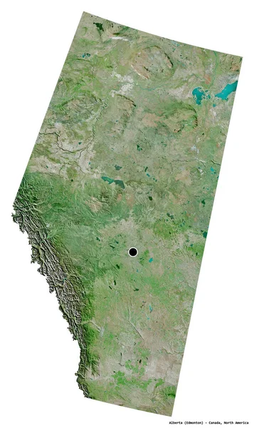 カナダの州 アルバータ州の形で その首都は白い背景に孤立しています 衛星画像 3Dレンダリング — ストック写真
