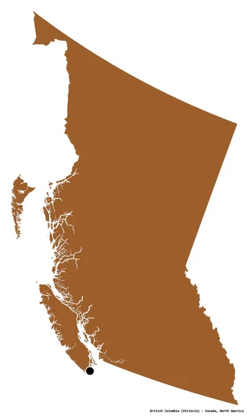 Форма Британской Колумбии Провинция Канада Столицей Изолированной Белом Фоне Состав — стоковое фото