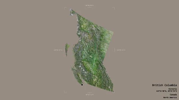 Area British Columbia Province Canada Isolated Solid Background Georeferenced Bounding — Stock Photo, Image