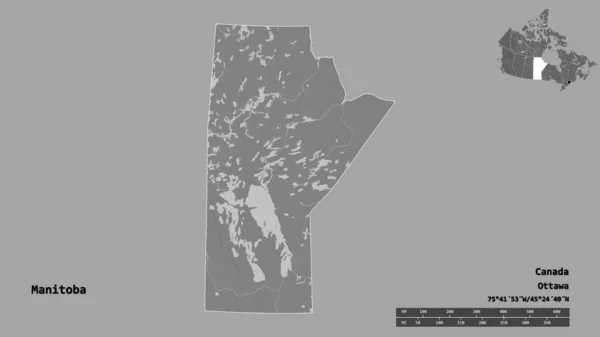 Forma Manitoba Província Canadá Com Sua Capital Isolada Fundo Sólido — Fotografia de Stock