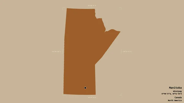 Obszar Manitoba Prowincja Kanady Odizolowany Solidnym Tle Georeferencyjnym Polu Granicznym — Zdjęcie stockowe