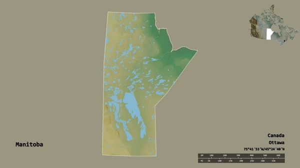 Forma Manitoba Provincia Del Canada Con Sua Capitale Isolata Uno — Foto Stock
