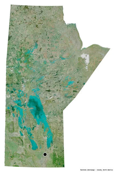 Форма Манітоби Провінції Канади Столицею Ізольованою Білому Тлі Супутникові Знімки — стокове фото