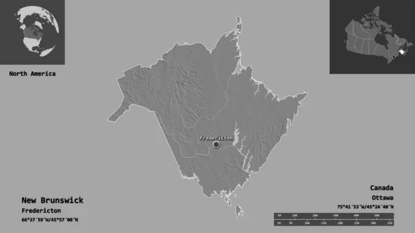 Форма Нью Брансвік Провінція Канада Столиця Масштаб Відстаней Превью Етикетки — стокове фото