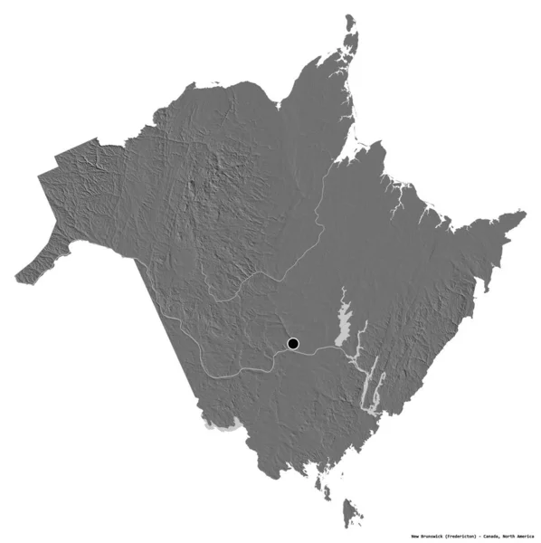 Kształt Nowego Brunszwiku Prowincja Kanady Stolicą Odizolowaną Białym Tle Dwupoziomowa — Zdjęcie stockowe