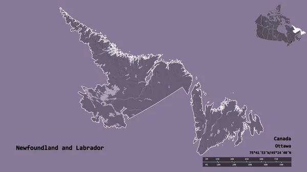 Forma Terranova Labrador Provincia Canadá Con Capital Aislada Sobre Fondo — Foto de Stock