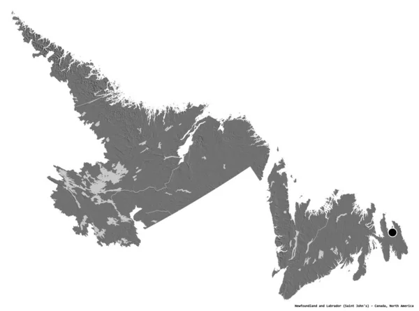 Forma Terranova Labrador Provincia Canadá Con Capital Aislada Sobre Fondo — Foto de Stock