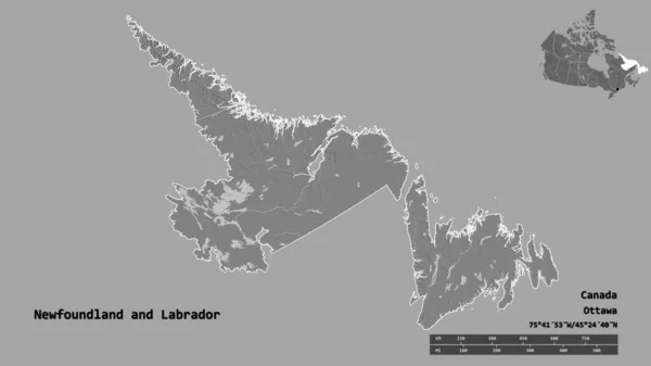 Forma Terranova Labrador Provincia Canadá Con Capital Aislada Sobre Fondo — Foto de Stock