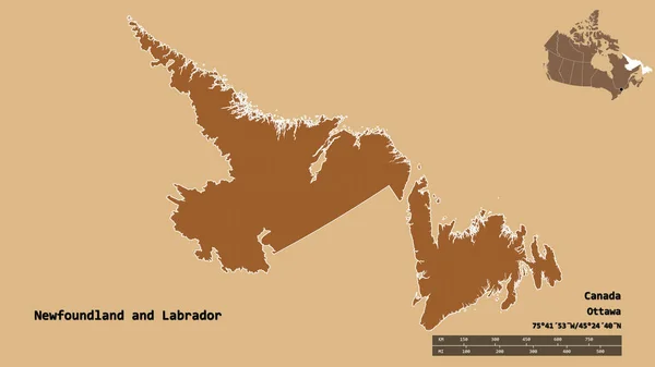 Forma Terranova Labrador Provincia Canadá Con Capital Aislada Sobre Fondo — Foto de Stock