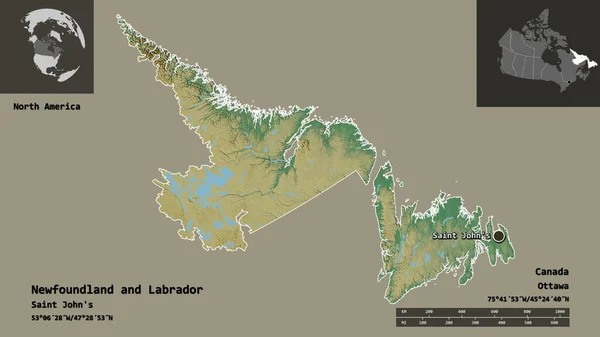 Forme Terre Neuve Labrador Province Canada Capitale Échelle Distance Aperçus — Photo