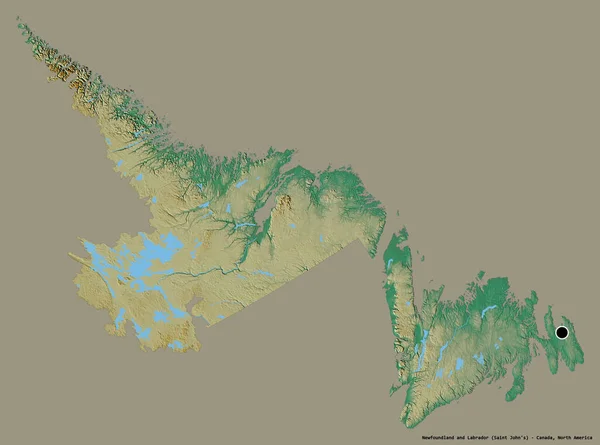 Forma Terranova Labrador Provincia Del Canada Con Sua Capitale Isolata — Foto Stock