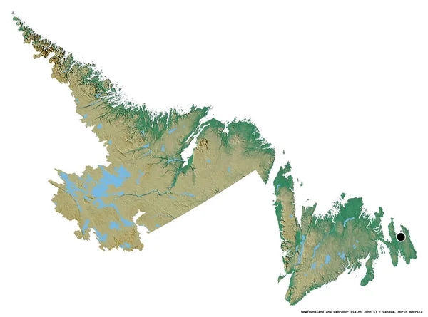 Форма Ньюфаундленда Лабрадора Провинция Канада Столицей Изолированной Белом Фоне Топографическая — стоковое фото