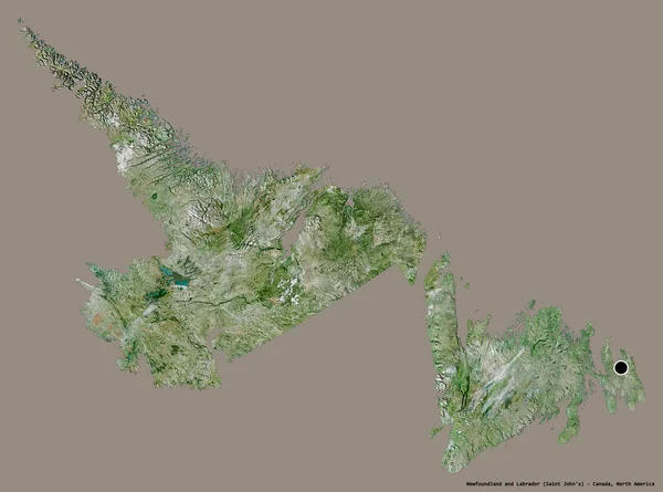 カナダの州 ニューファンドランド ラブラドール州の形で その首都はしっかりした色の背景に隔離されています 衛星画像 3Dレンダリング — ストック写真