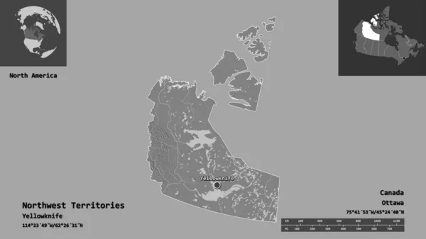Forme Des Territoires Nord Ouest Territoire Canada Capitale Échelle Distance — Photo
