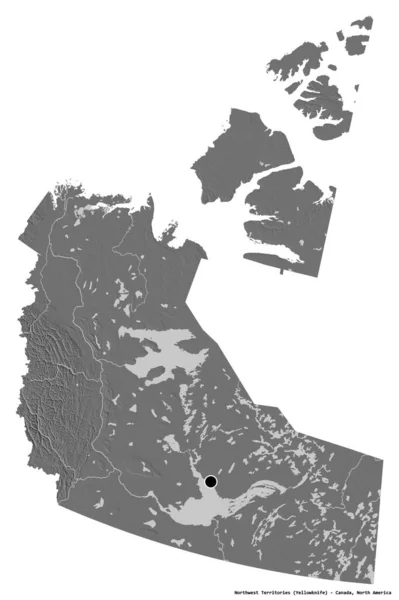 Forma Dos Territórios Noroeste Território Canadá Com Sua Capital Isolada — Fotografia de Stock