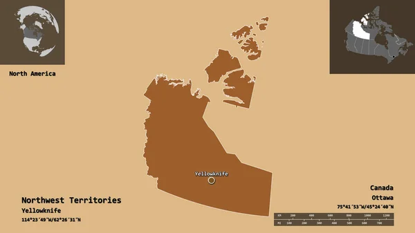 Shape Northwest Territories Territory Canada Its Capital Escala Distancia Vistas —  Fotos de Stock