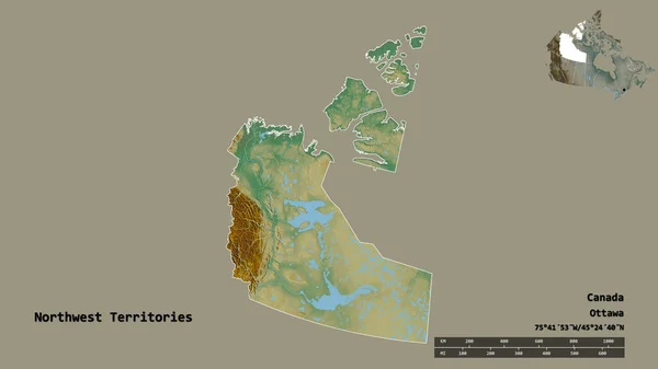 Форма Північно Західних Територій Території Канади Столицею Ізольованою Твердому Тлі — стокове фото