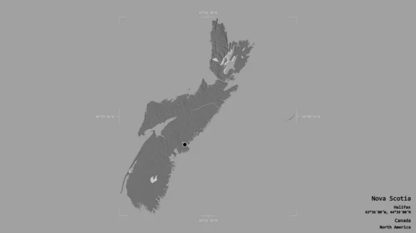 ของโนวา สโกเท งหว ดแคนาดา กแยกออกบนพ นหล นคง ในกล องท ดเหน — ภาพถ่ายสต็อก