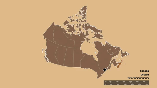 Forma Dessaturada Canadá Com Sua Capital Principal Divisão Regional Área — Fotografia de Stock