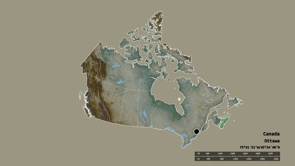 主要地域部門 分離されたノバスコシア地域でカナダの荒廃した形 ラベル 地形図 3Dレンダリング — ストック写真