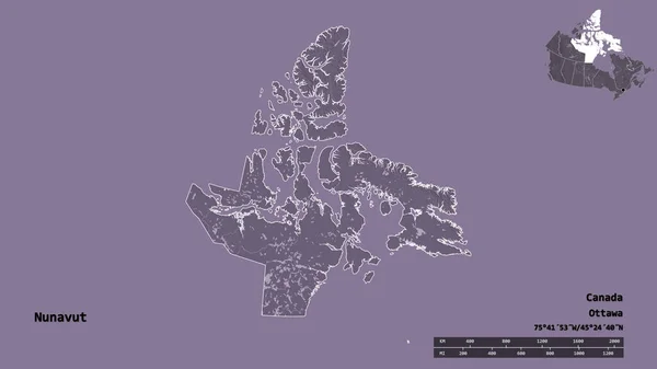 Forma Nunavut Territorio Del Canada Con Sua Capitale Isolata Uno — Foto Stock