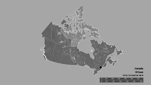 Forma Desnaturalizada Canadá Con Capital División Regional Principal Zona Separada —  Fotos de Stock
