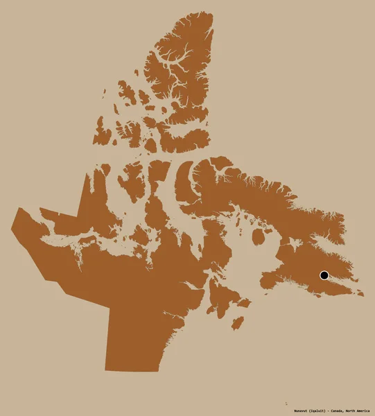 Forme Nunavut Territoire Canada Avec Capitale Isolée Sur Fond Couleur — Photo