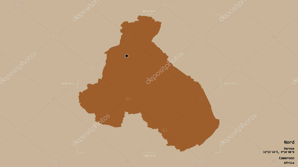 Área del Norte, región de Camerún, aislada sobre un fondo sólido en una