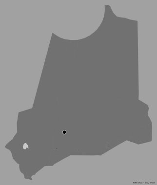 Batha 'nın şekli, Çad bölgesi, başkenti katı bir renk arkaplanı ile izole edilmiş. Çift seviyeli yükseklik haritası. 3B görüntüleme