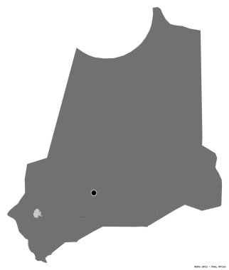 Batha 'nın şekli, Çad bölgesi, başkenti beyaz arka planda izole edilmiş. Çift seviyeli yükseklik haritası. 3B görüntüleme
