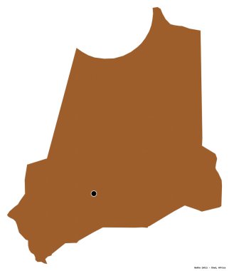 Batha 'nın şekli, Çad bölgesi, başkenti beyaz arka planda izole edilmiş. Desenli dokuların bileşimi. 3B görüntüleme