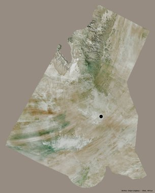 Çad 'ın Borkou bölgesi, başkenti katı renk arkaplanı ile izole edilmiştir. Uydu görüntüleri. 3B görüntüleme