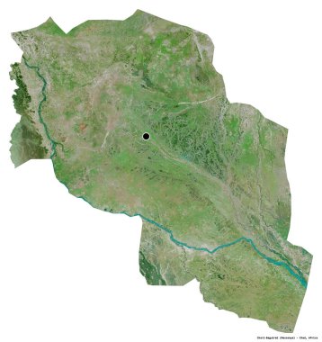 Başkenti beyaz arka planda izole edilmiş, Çad 'ın Chari-Bagu bölgesi. Uydu görüntüleri. 3B görüntüleme
