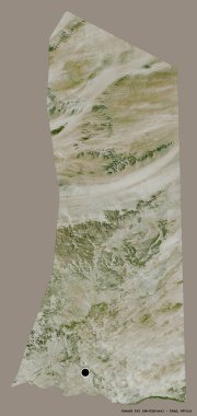 Çad 'ın başkenti Ennedi Est' in katı renk arkaplanı ile izole edilmiş hali. Uydu görüntüleri. 3B görüntüleme