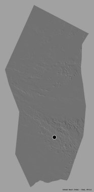 Çad 'ın başkenti Ennedi Ouest' in katı renk arkaplanı ile izole edilmiş hali. Çift seviyeli yükseklik haritası. 3B görüntüleme
